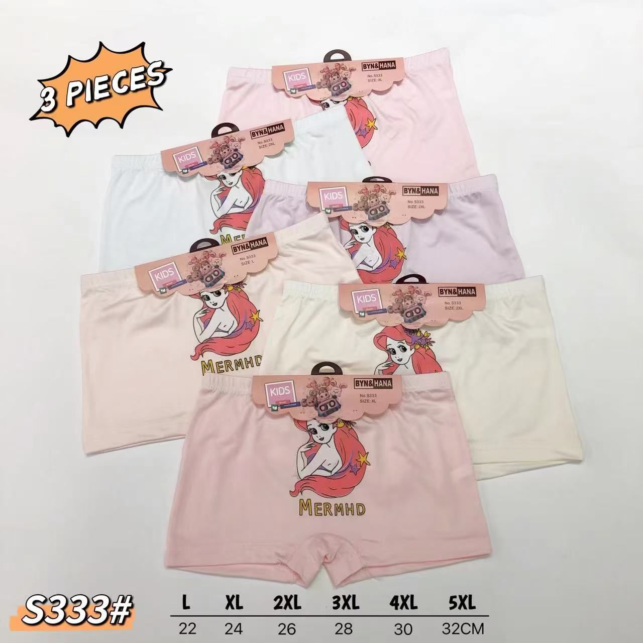 Girls' Assorted Print Underwear Kids Panties Comfort Boxer Briefs Hot Pants Pack Of 3