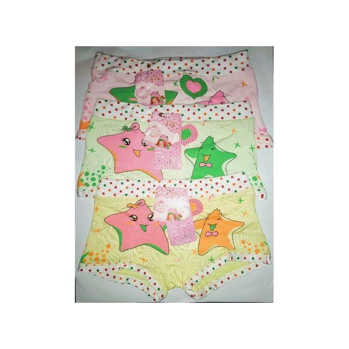 Girls' Assorted Print Underwear Kids Panties Comfort  Briefs Hot Pants Pack Of 3