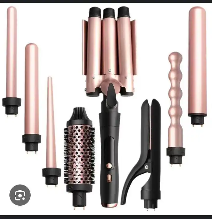 5 in 1 Curling Iron, Curling Wand Set with Negative Ion Thermal Brush and 4 Interchangeable Ceramic Curling Irons