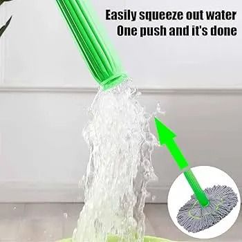 Pocket Wringing Mop with Flat Microfiber Head – Hands-Free Self Wring Mop for Home Cleaning