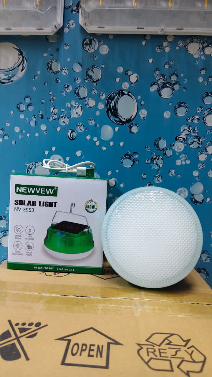 NV-E953 50watts Solar Rechargeable Lamp  Separate Solar Panel. * Bright. * Lighting 6-8 hours. * Hook.Made from high quality plastic material,