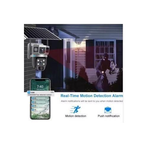 Solar Light Dual Lens CCTV Camera Triple Screen Solar Camera Color Night Vision Motion Detection WIFI Cctv Camera