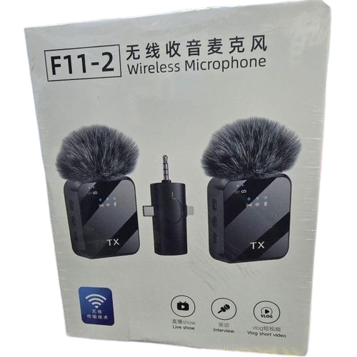 F11-2 Wireless Conference Microphone Set 3-in-1 Lavalier Clip-On Mic With Smart Noise Cancellation For Clear Audio
