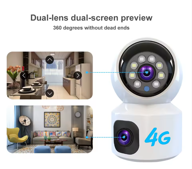 Top Selling Built-in Microphone Infrared Indoor Security Camera Dual Lens 4G V380 Camera WIFI for Warehouse Monitoring