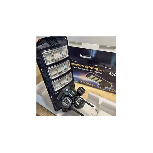 2-in-1 functionality: Combines a bright 450W LED flood light for illumination with a 12MP 4G cctv camera