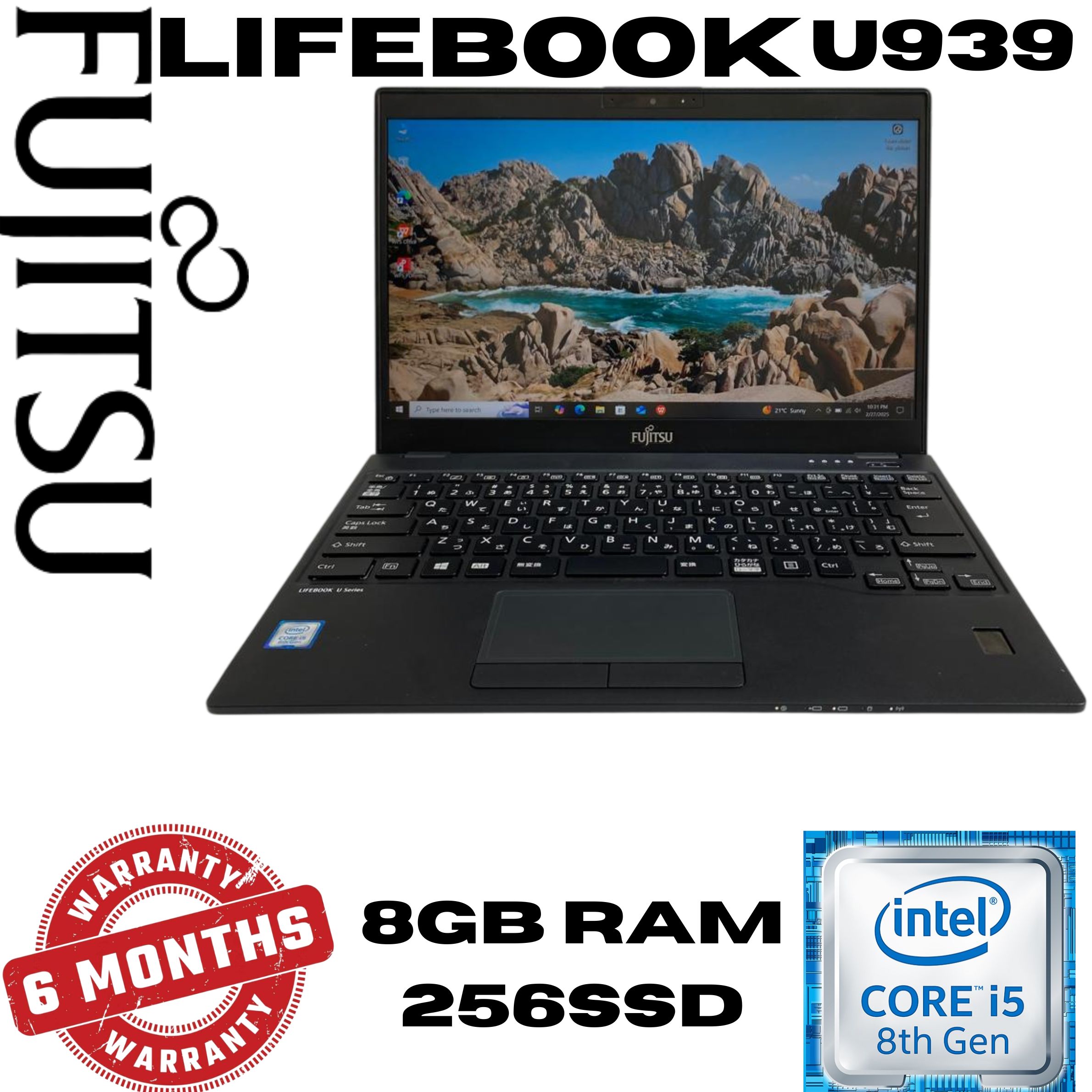 BEST LAPTOP Fujitsu LifeBook U939/B 13.3" Intel Core i5-8365U 8GB RAM 256GB SSD Ultraportable Laptop | Lightweight & Powerful | 6 months warranty with windows and office