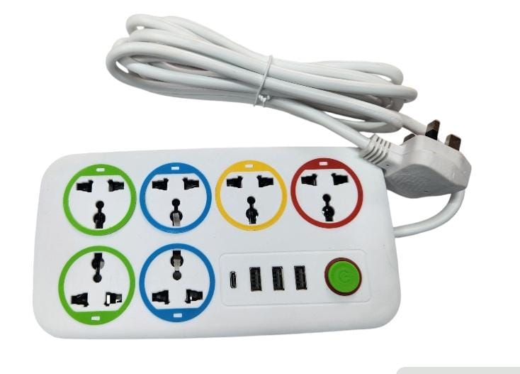 🔌⚡ Smart Multi-Socket HIGH ASTRA 6way Extension Power Strip with 6 Universal Outlets + 4 USB Charging Ports – Heavy-Duty Surge Protector with Master Power Switch for Home, Office & Travel ⚡📱