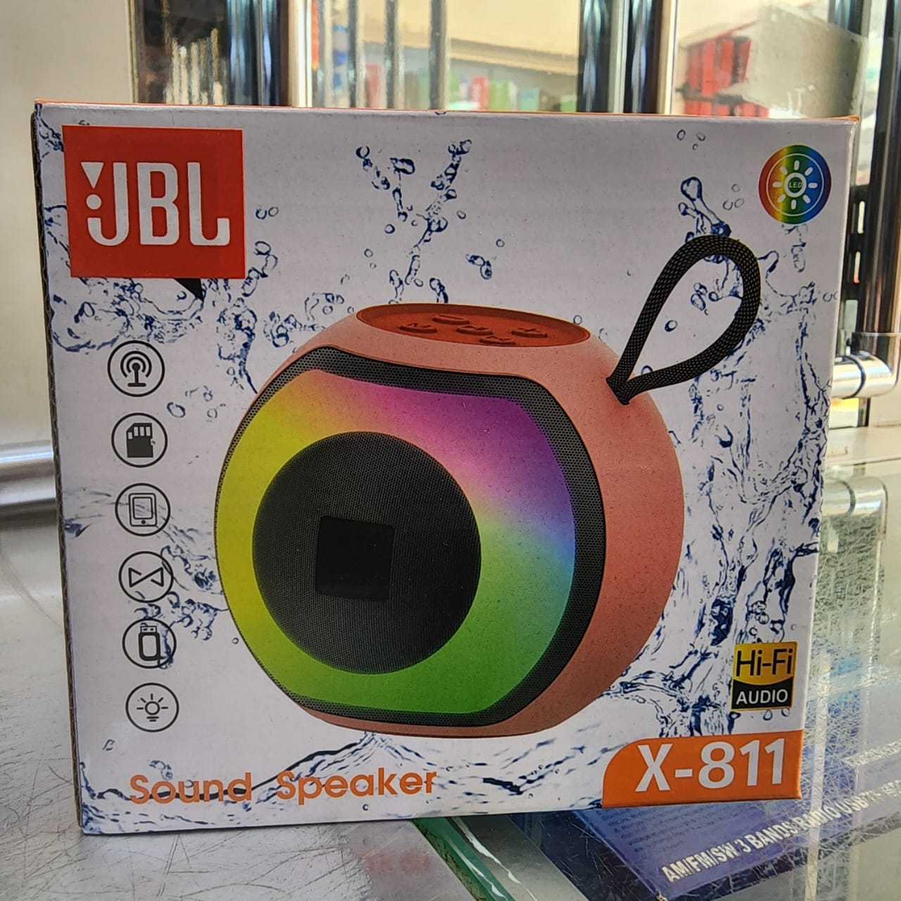 🔊🔥 JBL X-811 Portable Bluetooth Speaker with RGB LED Light Ring – Hi-Fi Wireless Sound System, Deep Bass & Clear Audio, Rechargeable & Splash-Resistant with Carry Strap | Perfect for Home, Travel