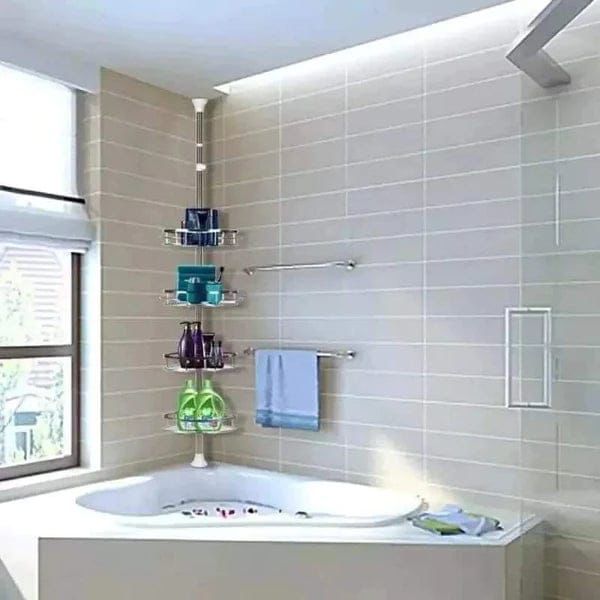 🚿 Multi-Corner Bathroom Shelf – Smart Space Saver Keep your bathroom neat and organized with this adjustable multi-corner shelf. Designed to fit perfectly in the corner of your bathroom, giving you