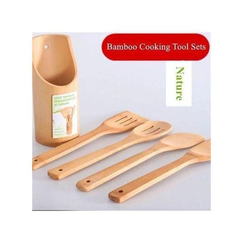 🍳 4PCS Bamboo Cooking Spoon Set with Holder – Natural Kitchen Essentials 🌿✨ Upgrade your cooking experience with this stylish and eco-friendly bamboo spoon set, complete with a matching holder for