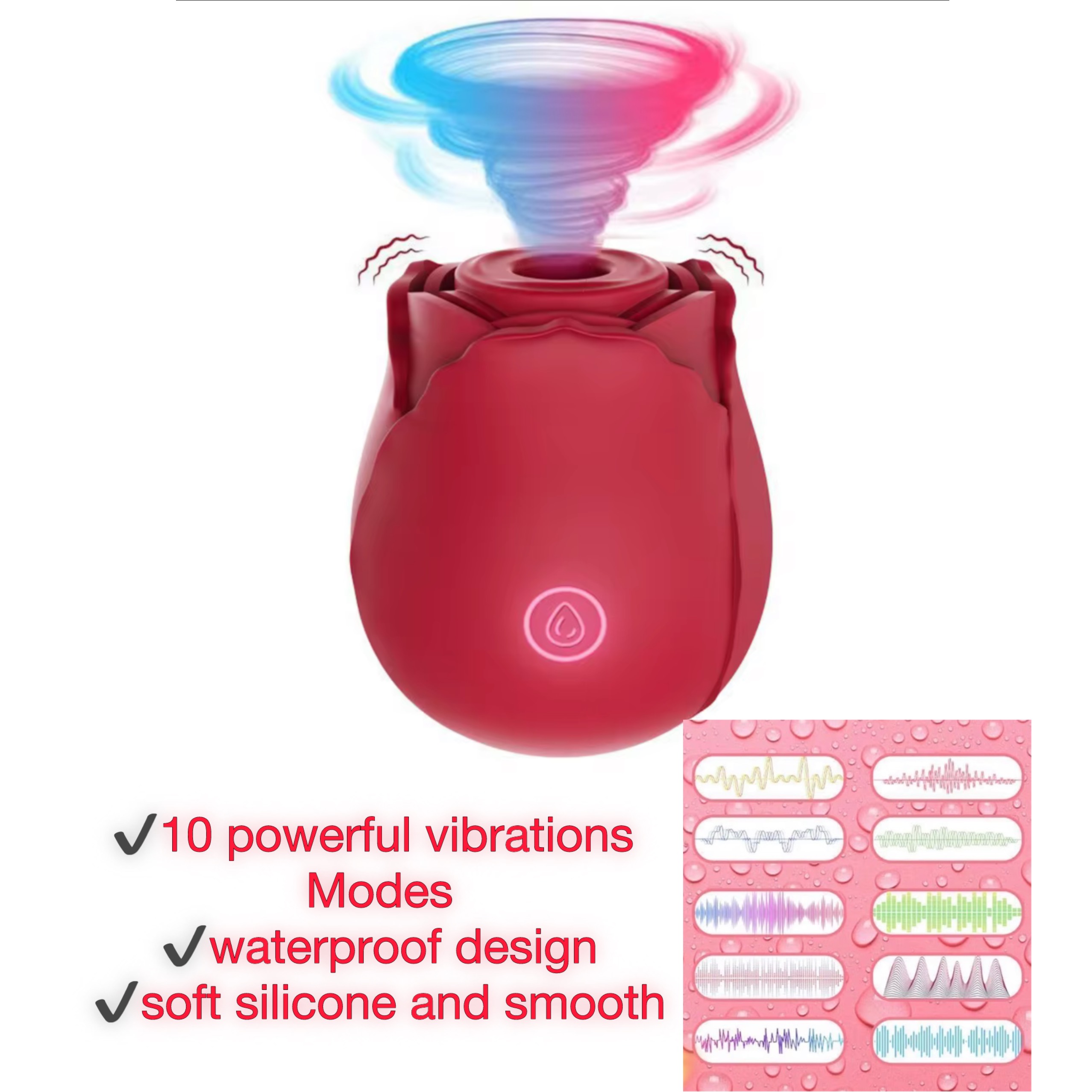 Rose Vibrator Massager for Women – Rechargeable Rose Vibrator Massager for Women with Clitoral Stimulation & Gentle Nipple Sucker, Quiet Silicone Adult Wellness Massager - image 2