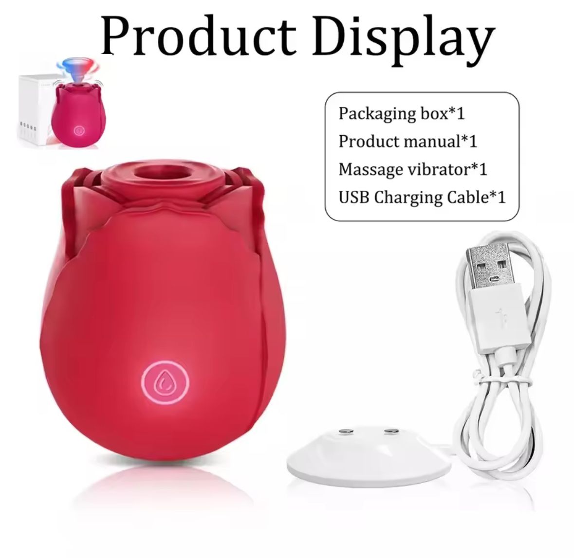 Rose Vibrator Massager for Women – Rechargeable Rose Vibrator Massager for Women with Clitoral Stimulation & Gentle Nipple Sucker, Quiet Silicone Adult Wellness Massager - image 4