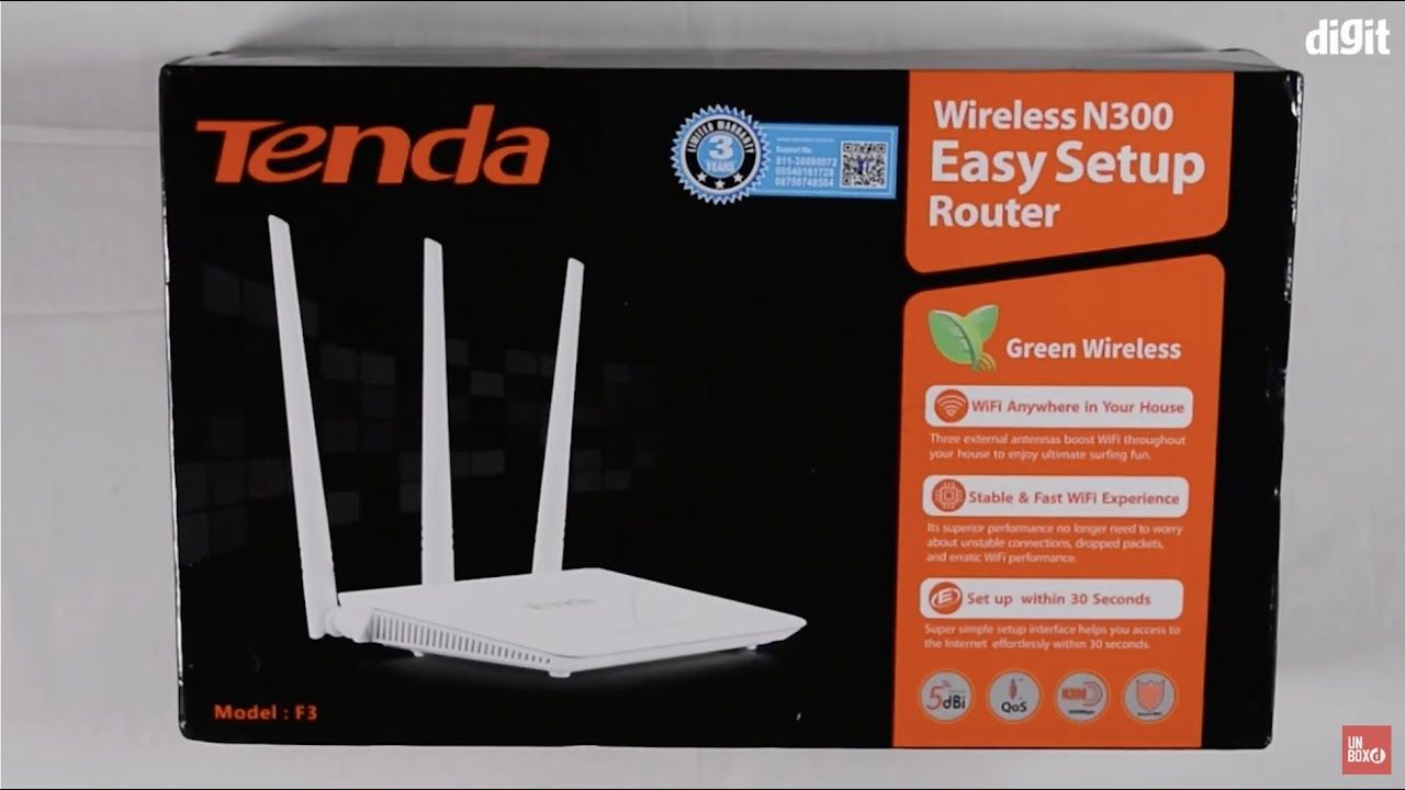 Smart Home Essential] Tenda F3 High-Performance 300Mbps Wireless Router - Broadcom Chip, WIFI Stable & Fast Computers Accessories PC Phones Networking Product