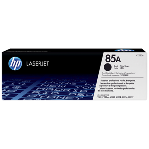 HP 85A HP85A HP 85 A LaserJet Toner Cartridge (CF285A) Key Features Color(s) of printing supplies: Black Page yield (color): ~1,500 pages Print Technology ~Laser Model ~CF285A