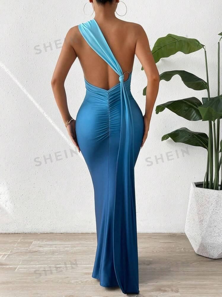 Tie Dye One Shoulder Dress Lady Sexy Party Bodycon Evening Dresses Women Summer Clothes Elegant Luxury Birthday Club Long Dress