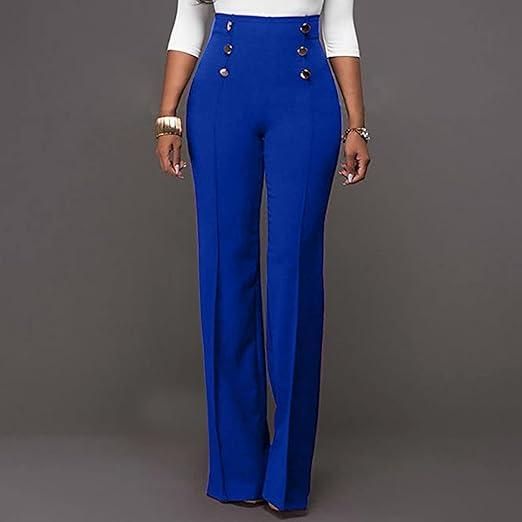 Women's Wide Leg Dress Pants Elastic High Waisted Lounge Palazzo Pants Comfy Loose Summer Office Business Casual Trousers