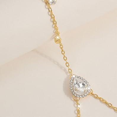 Back Necklace for Backless Dress Rhinestone Bridal Wedding Backdrop Necklace for Women Back Chain Body Jewelry