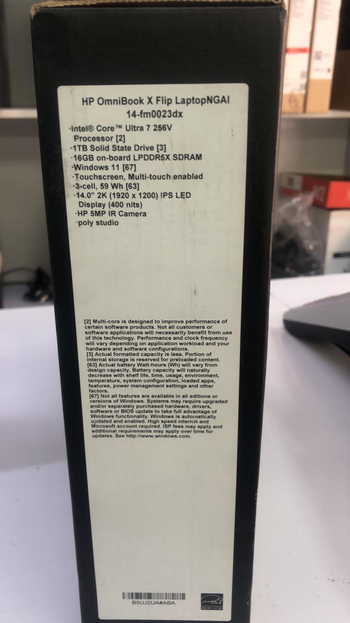 Brand New Hp Omnibook X Flip 14 inch Ultra 7 16gb ram/1TB ssd Touchscreen X360 with a free Laptop bag and N-p9max Headphone