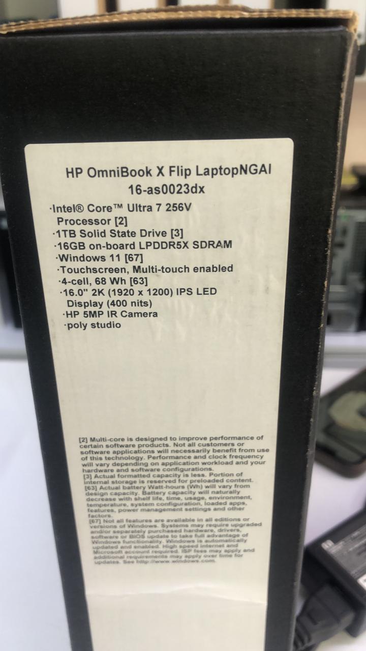 Brand New Hp Omnibook X Flip 16 inch Intel Core Ultra 7 16gb ram/1TB ssd Touchscreen x360 with a free laptop bag and N-p9max headphone