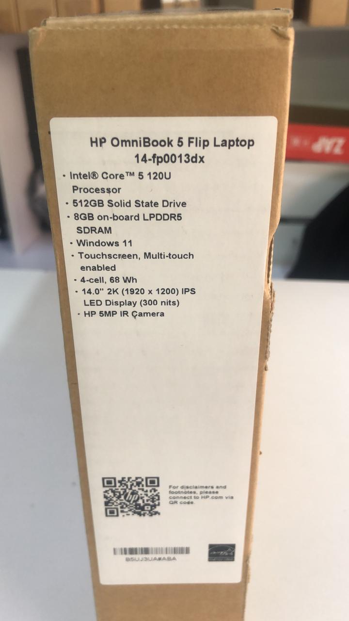 Brand New Hp Omnibook 5 Flip Core 5 16gb Ram/512gb ssd touchscreen 14 inches 12th gen with  a  free N-p9max Headphone And a free laptop bag