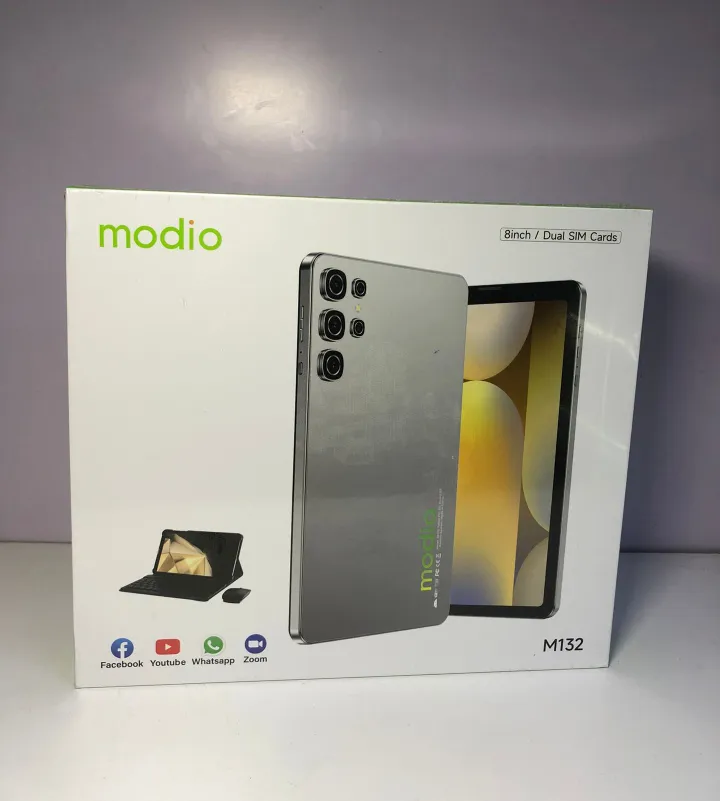 Modio M132 Android12 tablet with 8″ display, 8GB RAM, 512GB storage, 5000mAh battery, dual-sim, cameras, plus keyboard,mouse,flip cover ,pin ejector,OTG and stylus