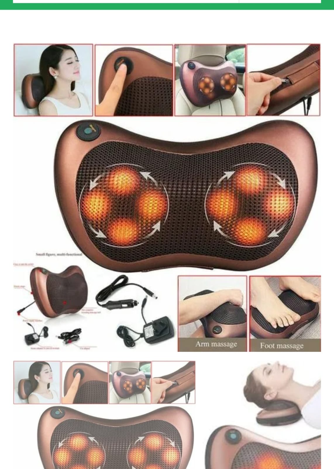 Pillow Massage Car & Home Electric Body Massage Pillow neck massager cushion seat stress pain relief relax massage Car or Electronic Massager Neck Shoulder Massager Back Massager