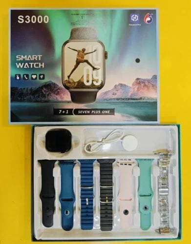 BEST QUALITY! smart WATCH S3000 SMART WATCH 7 IN 1 With Extra Straps, Blood Pressure Heart Rate Monitor Sports Fitness B