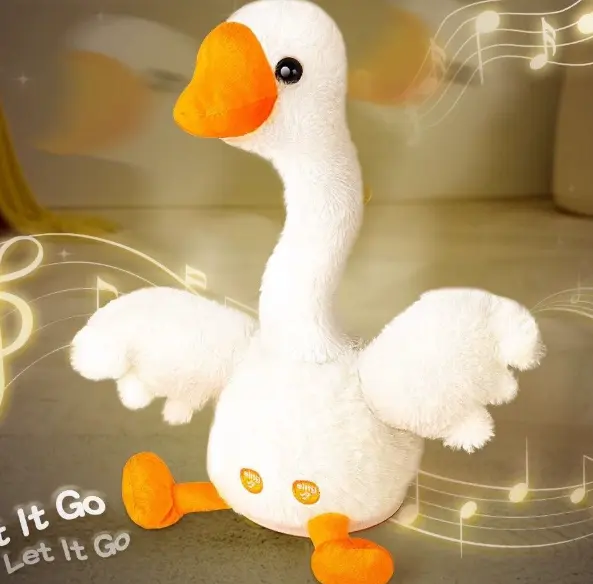 Silly Big White Goose Plush Toy Can Dance The Funny Duck Can Sing Dance PranksToy Great Toy Gift for Children's Birthdays Local fast delivery