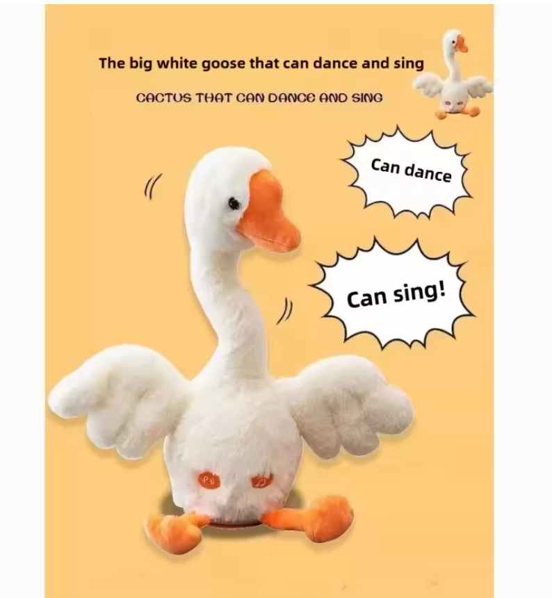 Silly Big White Goose Plush Toy Can Dance The Funny Duck Can Sing Dance PranksToy Great Toy Gift for Children's Birthdays Local fast delivery