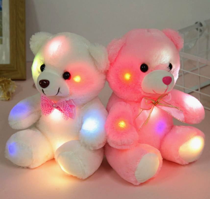 Bear Stuffed Animal LED Light-Up Pink Huggable Doll Cute Stuffed Bear Toys For Kids For Boys Girls Family Companion Local fast delivery