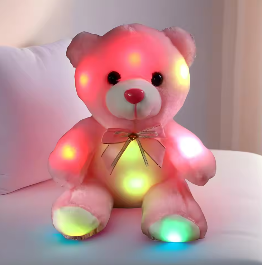 Bear Stuffed Animal LED Light-Up Pink Huggable Doll Cute Stuffed Bear Toys For Kids For Boys Girls Family Companion Local fast delivery