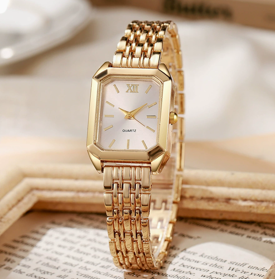 Fashion Women's Gold Watch Ring Necklace Earrings Bracelet Set Fashion Wristwatch Female Casual Ladies Local fast delivery