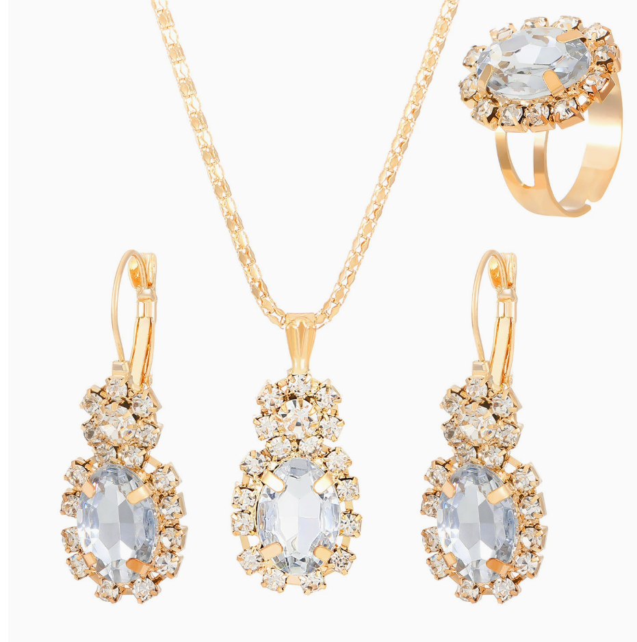 Fashion Women's Gold Watch Ring Necklace Earrings Bracelet Set Fashion Wristwatch Female Casual Ladies Local fast delivery