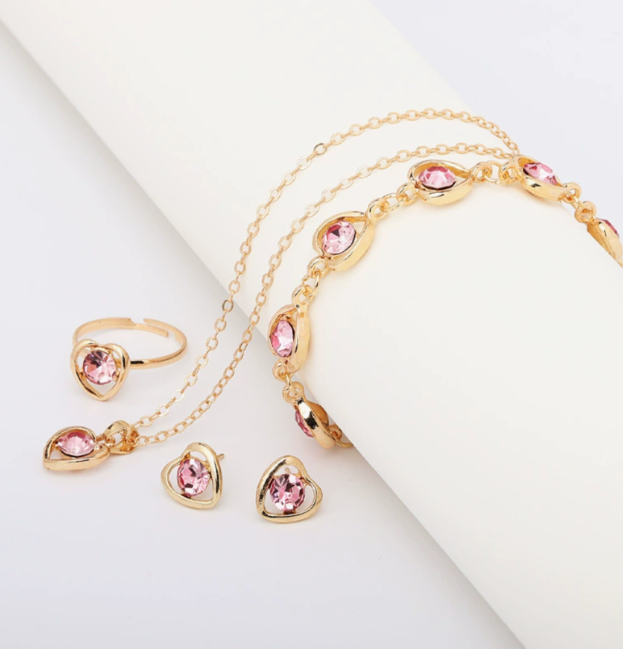 5pc Women's Watch set Ring Necklace Earrings Bracelet Set Fashion Wristwatch Female Casual Ladies girl watch Local fast delivery