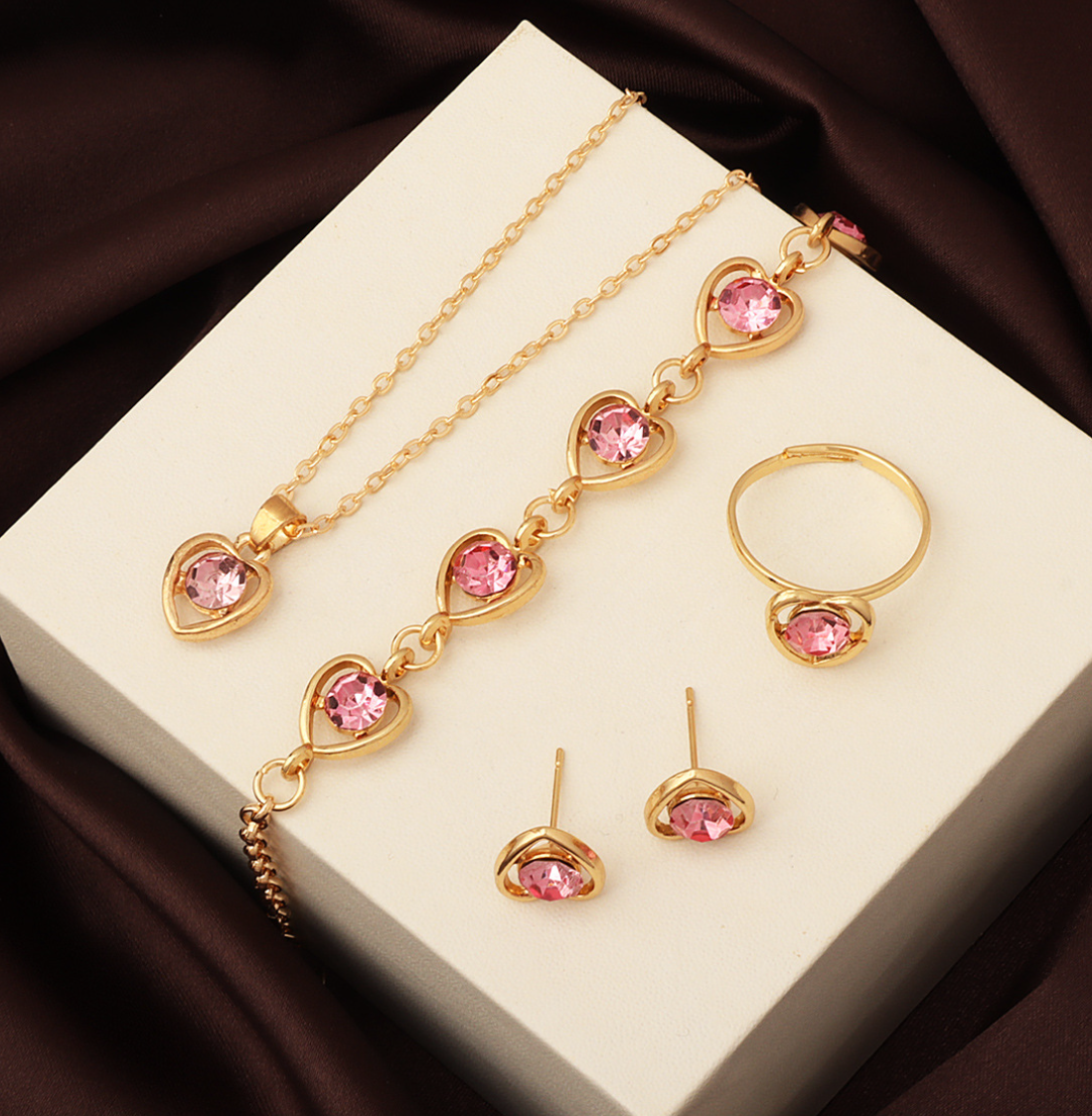 5pc Women's Watch set Ring Necklace Earrings Bracelet Set Fashion Wristwatch Female Casual Ladies girl watch Local fast delivery