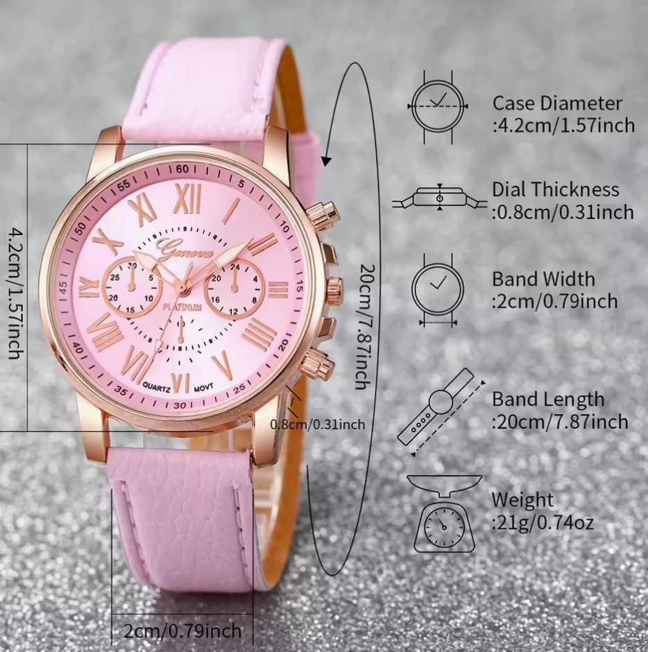 5pc Women's Watch set Ring Necklace Earrings Bracelet Set Fashion Wristwatch Female Casual Ladies girl watch Local fast delivery