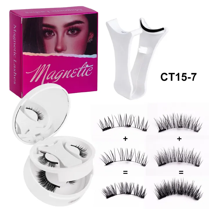 Kenya Magnetic Eyelashes Kit - 3 Pairs Reusable Cluster Lash Set with Precision Applicator Tool, No Glue Needed Natural Fluffy False Lashes for Daily Party Wedding Makeup, Super Soft & Durable Eye Las