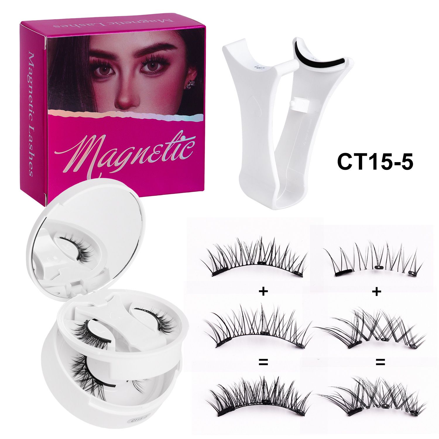 Kenya Magnetic Eyelashes Kit - 3 Pairs Reusable Cluster Lash Set with Precision Applicator Tool, No Glue Needed Natural Fluffy False Lashes for Daily Party Wedding Makeup, Super Soft & Durable Eye Las