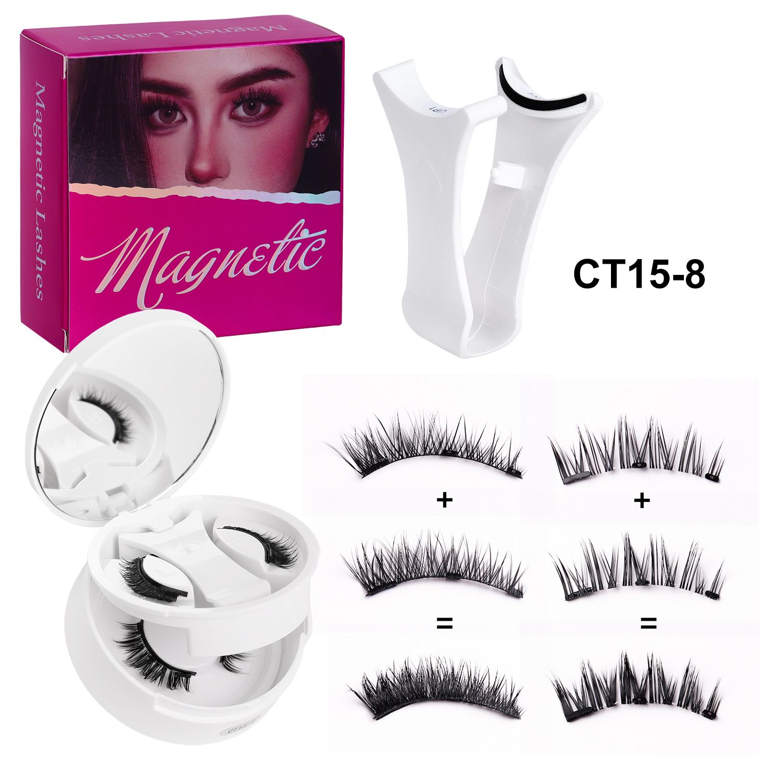 Kenya Magnetic Eyelashes Kit - 3 Pairs Reusable Cluster Lash Set with Precision Applicator Tool, No Glue Needed Natural Fluffy False Lashes for Daily Party Wedding Makeup, Super Soft & Durable Eye Las