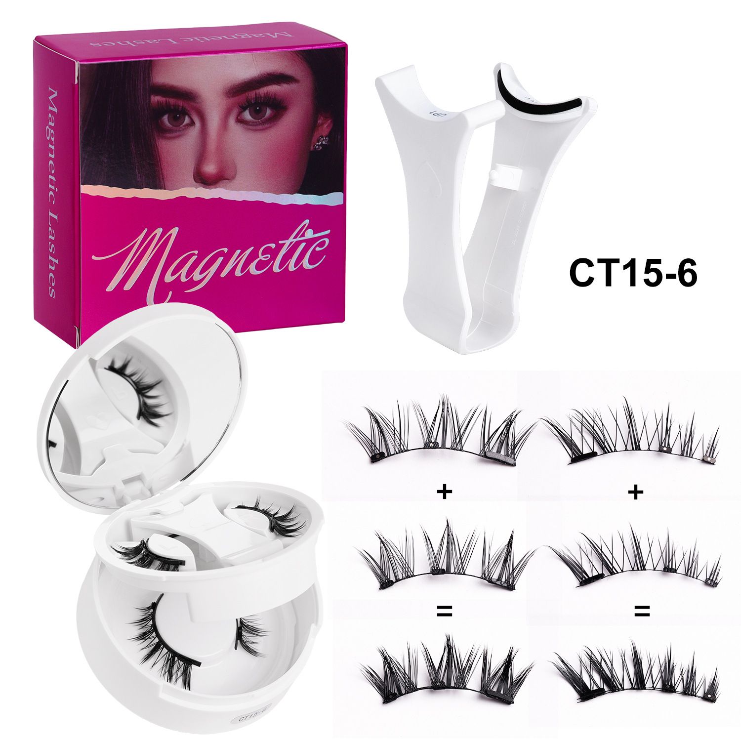 Kenya Magnetic Eyelashes Kit - 3 Pairs Reusable Cluster Lash Set with Precision Applicator Tool, No Glue Needed Natural Fluffy False Lashes for Daily Party Wedding Makeup, Super Soft & Durable Eye Las