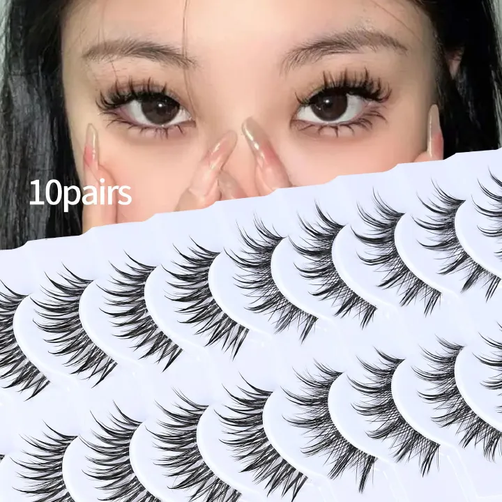 10 Pairs Fluffy Full Strip Lashes | Natural Messy Curly Look | Long-Lasting & Reusable | Comfortable All-Day Wear | Ideal for African Women Makeup | Beginner Friendly | Bulk Orders Welcome
