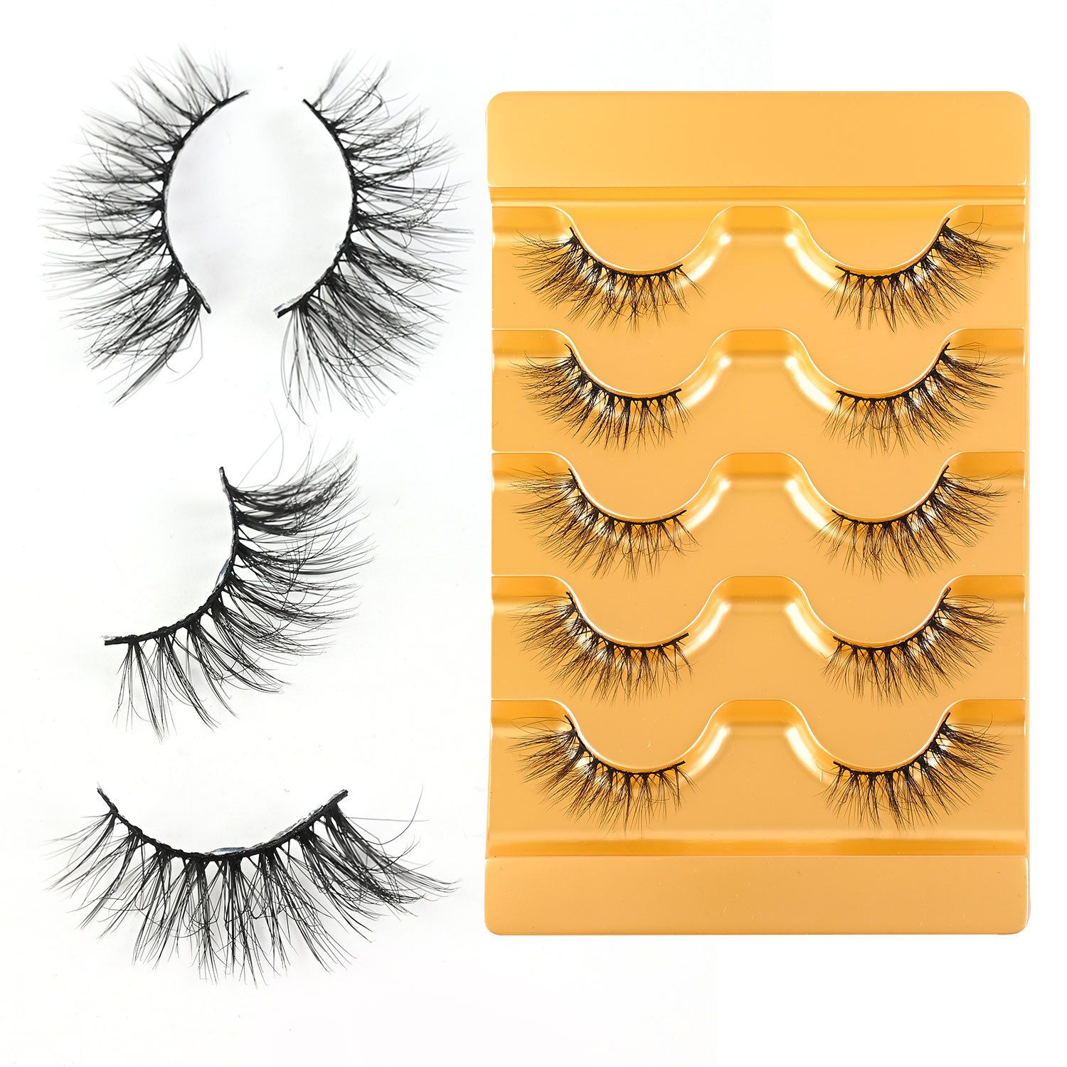 5 Pairs 5D Fluffy Half Eye Lashes | Natural Fox Eye Look | Soft & Lightweight | Easy to Apply | Long-Lasting | Ideal for African Women Makeup | Affordable & Reusable | Bulk Orders Welcome