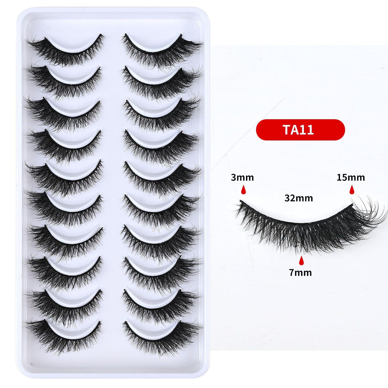 10 Pairs Cat Eye Lashes | Natural Lengthening Effect | Fluffy & Volumized | Easy to Apply | Long-Lasting | Ideal for African Women Makeup | Affordable & Reusable | Bulk Orders Welcome