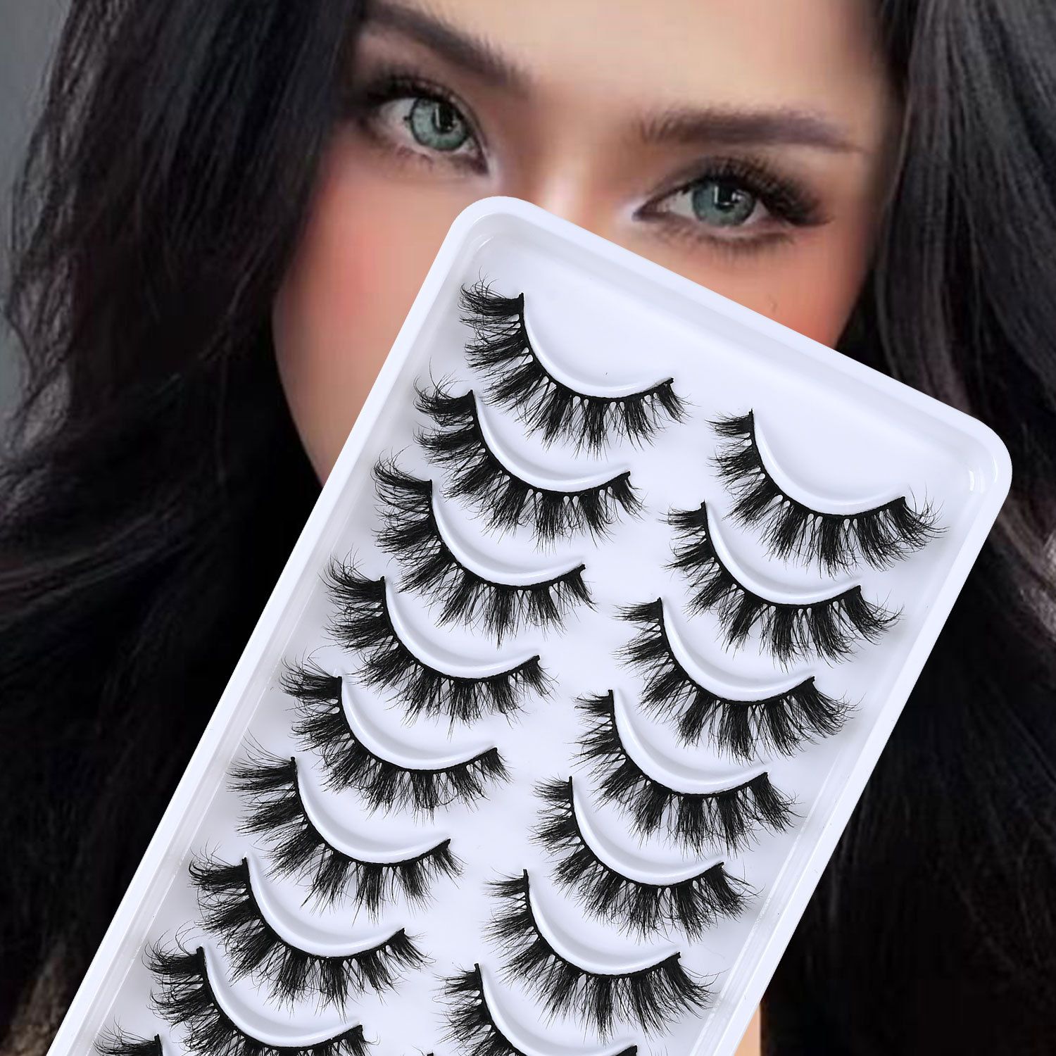 10 Pairs Cat Eye Lashes | Natural Lengthening Effect | Fluffy & Volumized | Easy to Apply | Long-Lasting | Ideal for African Women Makeup | Affordable & Reusable | Bulk Orders Welcome