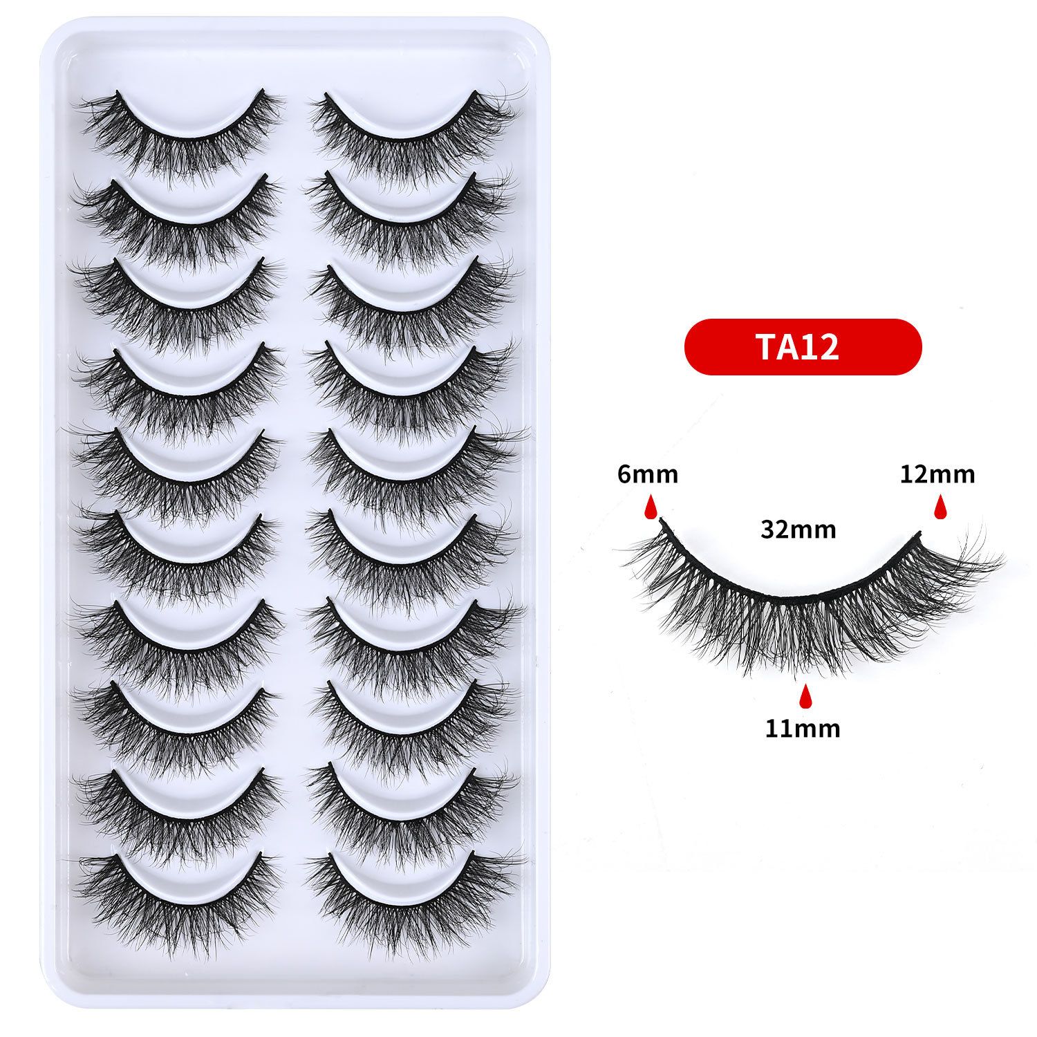 10 Pairs Cat Eye Lashes | Natural Lengthening Effect | Fluffy & Volumized | Easy to Apply | Long-Lasting | Ideal for African Women Makeup | Affordable & Reusable | Bulk Orders Welcome