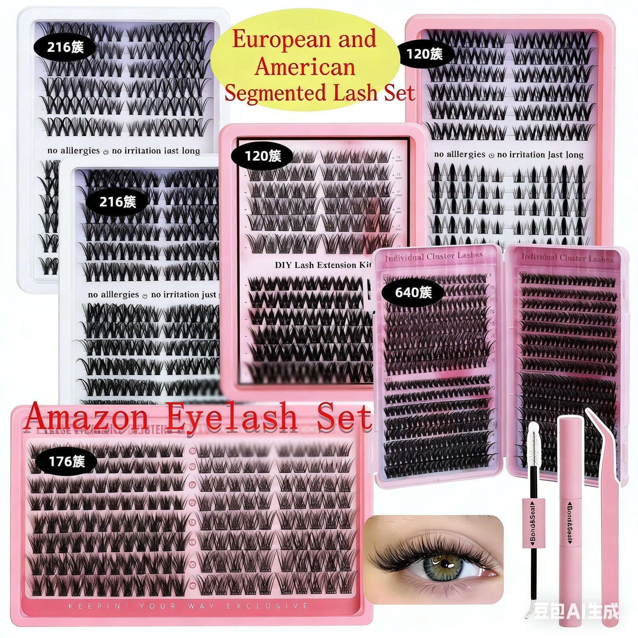 280 Clusters DIY Individual Cluster Lashes, 30D+40D Mixed 9-16mm False Eyelashes, Reusable Natural Look Eyelash Extensions with Tweezers, Soft & Lightweight, Easy to Apply at Home, Perfect for Daily