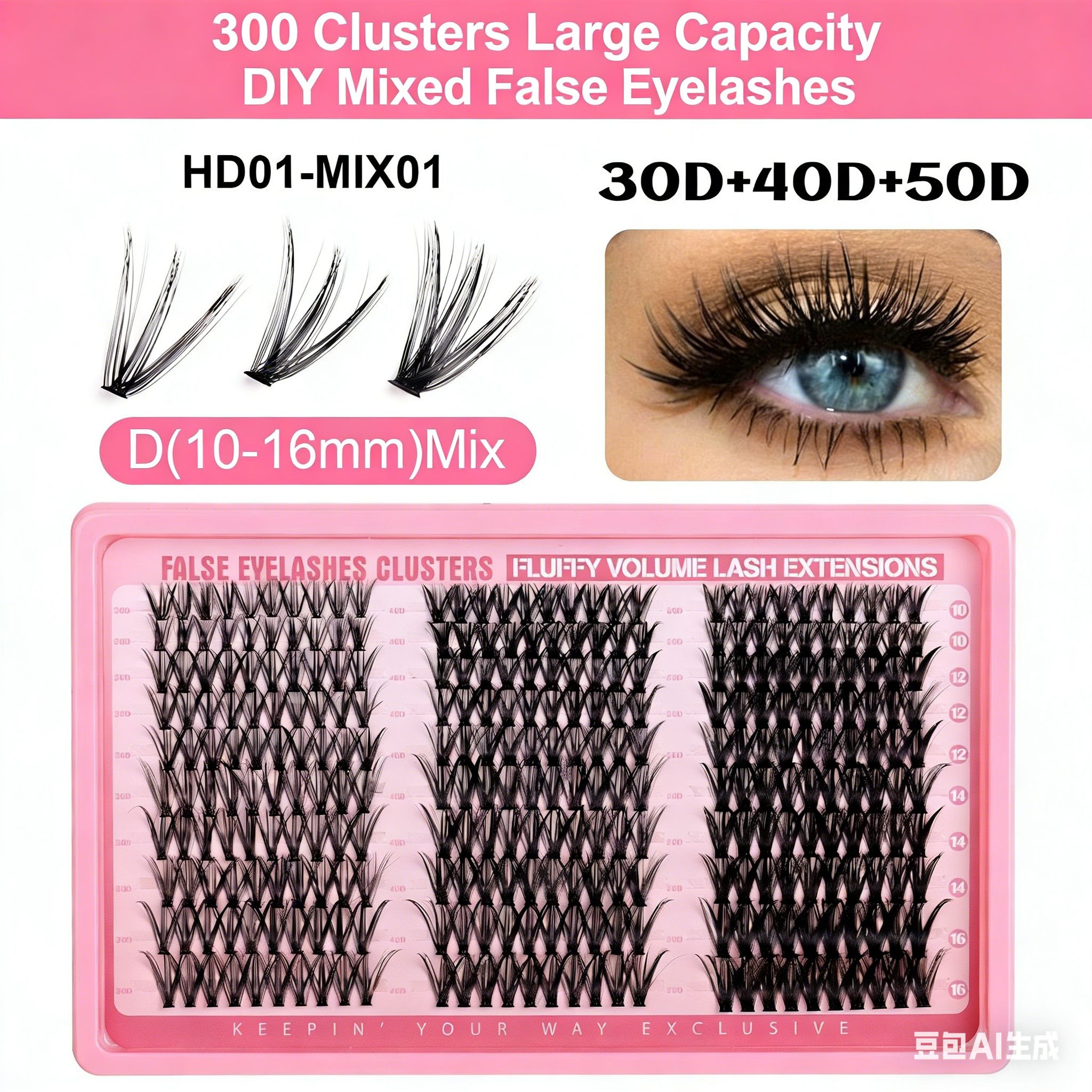 280 Clusters DIY Individual Cluster Lashes, 30D+40D Mixed 9-16mm False Eyelashes, Reusable Natural Look Eyelash Extensions with Tweezers, Soft & Lightweight, Easy to Apply at Home, Perfect for Daily