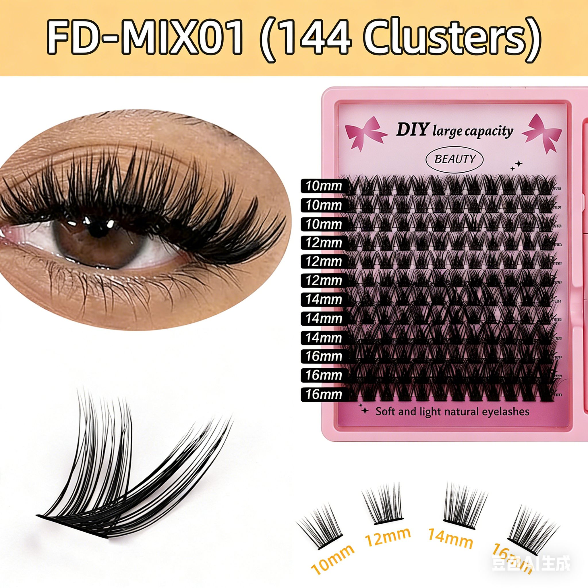 280 Clusters DIY Individual Cluster Lashes, 30D+40D Mixed 9-16mm False Eyelashes, Reusable Natural Look Eyelash Extensions with Tweezers, Soft & Lightweight, Easy to Apply at Home, Perfect for Daily