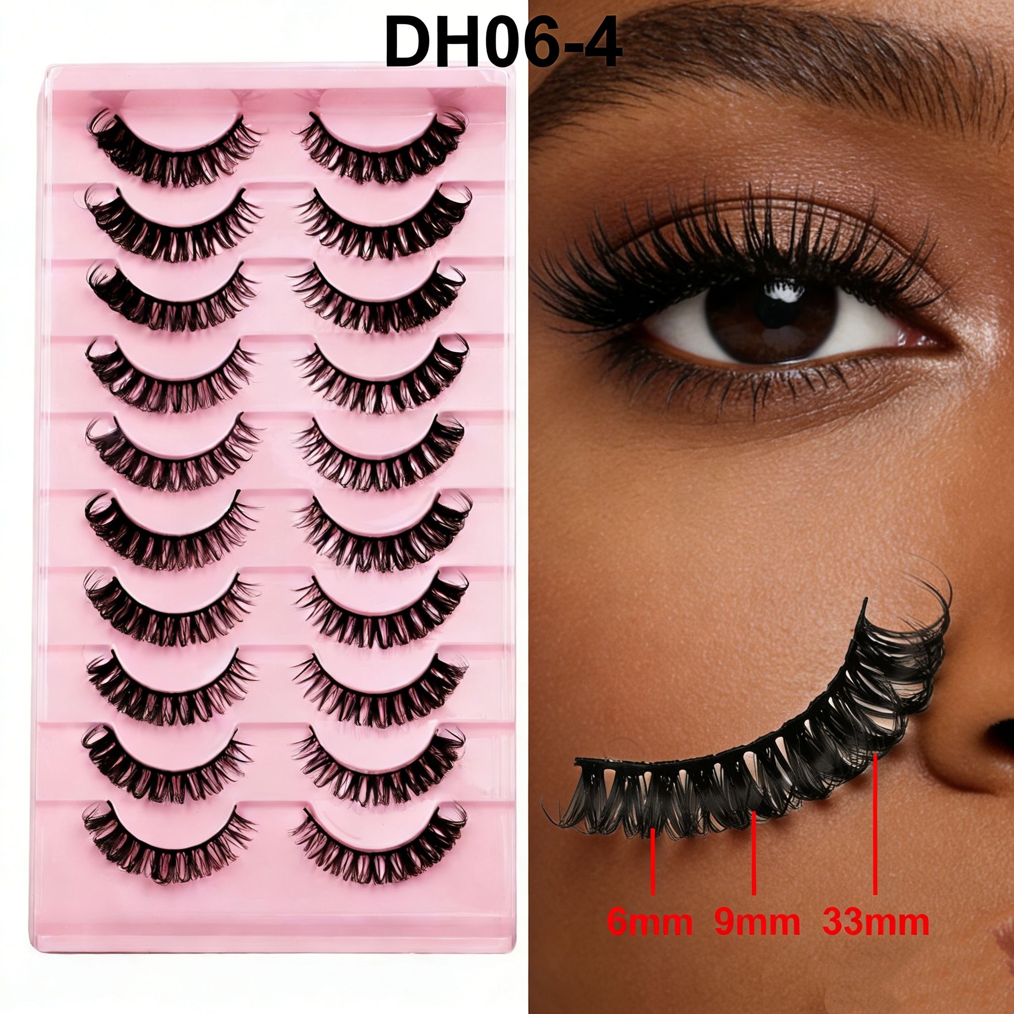 Fox Eye Glue-On Lashes 3D Volumized Curly Look  Hard Band for Stage & Daily Wear  Easy to Apply & Reusable Long-Lasting All Day Ideal for African Women Makeup  lashes,cluster lash set