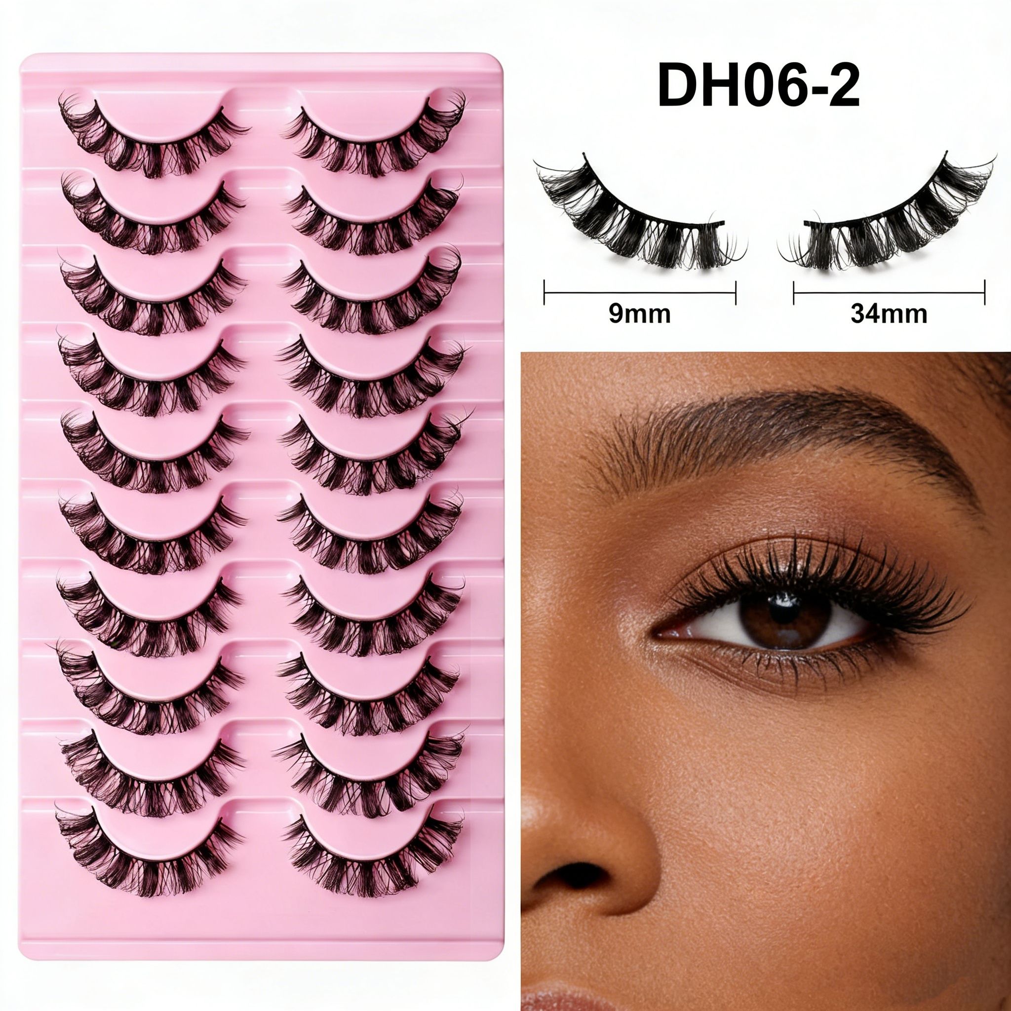 Fox Eye Glue-On Lashes 3D Volumized Curly Look  Hard Band for Stage & Daily Wear  Easy to Apply & Reusable Long-Lasting All Day Ideal for African Women Makeup  lashes,cluster lash set